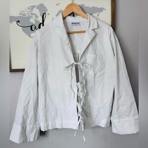 Polly Princess Tie front cotton blend white blouse